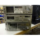 A Sony Stereo Cassette Deck TC-K81, an Onkyo Stereo Cassette Tape TA-2040, and an Aiwa Stereo