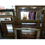 A collection of 15 vacant picture frames comprising 19th century gilt frames, parcel gilt frames,
