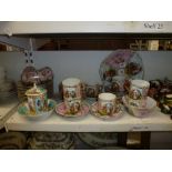 A Victoria China part tea service decorated with romantic scenes after Angelica Kauffman and a