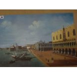 In the style of Canaletto, oils on canvas, a view of Venice with St Mark's Square, signed with