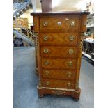 A fine reproduction Continental chest in Kingwood marquetry work with six drawers with gilt metal