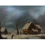 English school, oils on canvas, a shoot in a winter landscape (34 x 44 cm), framed WE DO NOT TAKE