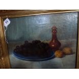Elisabeth Louise Rose, oil on canvas still life Grapes and walnuts, signed (25 x 33 cm) framed. WE