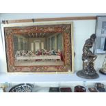 A rare 19th century wool carpet panel depicting the Last Supper after da Vinci, 28 x 41 in, in