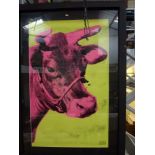 After Andy Warhol, 'Cow', a large silk screen print of a cow on a lemon ground for the Warhol