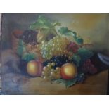 Four Flemish-style still lifes, oils on canvas of grapes and other soft fruits (29 x 33 cm). (4)