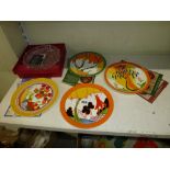 Four Wedgwood Limited Edition Clarice Cliff Bizarre style plates with certificates and a Waterford