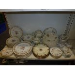 A Copeland Spode floral pattern part dinner service approximately 26 pieces, seven Wedgwood blue and