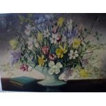 Six various oils, still lifes of flowers on canvas and board, including on after Christian Rohlfs,