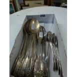 Silver cutlery, comprising: a set of five tablespoons in a rich fiddle, thread and shell pattern,