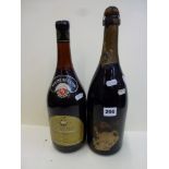 A magnum of old Champagne, remnants of label showing end of name: …ossy, the foil with remnants of