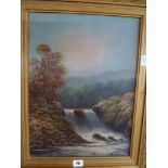 W Collins, a pair of oils on board, views of mountain streams, both signed (44 x 32 cm) and