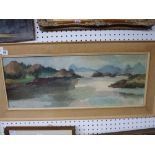 Aubrey, oils on board, a rocky mountain river, signed (28 x 74 cm) framed. WE DO NOT TAKE CREDIT