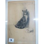 S.R. Brightwell, three framed etchings of animals, comprising 'Home with the Milk', 'Far from