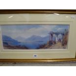 T.L. Rowbotham, a watercolour of an Italian Alpine lake, signed and dated 1863 (18 x 48 cm)