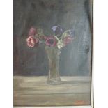 G. Weissboot, oils on board, still life of anemones in a glass vase, signed and dated 1940 (40 x