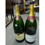 Two Salmanazar bottles for Taittinger Champagne Reserve and Laurent-Perrier (2) [floor] WE DO NOT