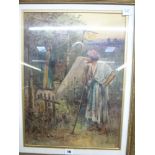 E.S. Hardy, watercolour, a biblical scene, figures in a vineyard, signed (48 x 34 cm), framed WE