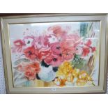 Olga Roubin, a watercolour of flowers, signed (53 x 73 cm), framed WE DO NOT TAKE CREDIT CARDS OR