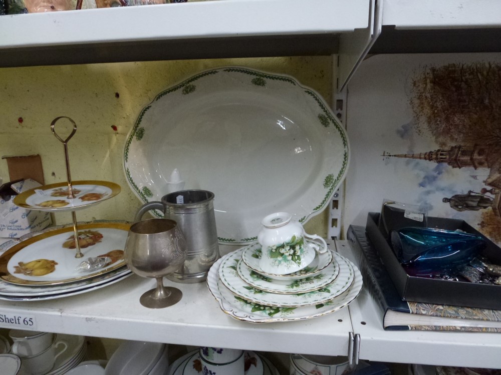 A mixed lot including a near pair of cut glass decanters and stoppers, a modern frame, a Royal - Image 2 of 2