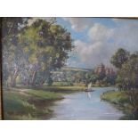 H.G. Heward, an oils on canvas Arundel Castle from the river signed and dated 1954 (34 x 44 cm) in a