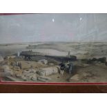 After David Roberts, two lithographs of Middle Eastern landscapes, and a set of six coloured