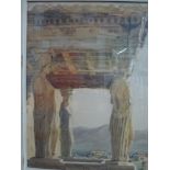 Jean Laforgue, watercolour, the Caryatid Porch of the Erechtheion, Athens, signed (62 x 48 cm). WE