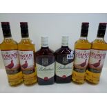 Whisky: The Famous Grouse, 70 cl (x4); Ballantine's Blended Scotch Whisky, 70 cl (x2); (levels and