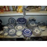 A quantity of blue and white china including H H & Co. Orient pattern part dinner service, a