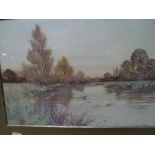 A collection of watercolours including F.M Fraser, watercolour, On the Wey, Surrey, signed, a pair