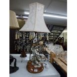 A pretty bird figural table lamp with shade. [s21] WE DO NOT TAKE CREDIT CARDS OR CASH. STORAGE IS