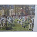 Robert Nicolson, a pair of limited edition coloured prints of historic rugby and cricket events at