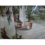 John Linfield, watercolour, 'The Vicarage Garden, Bradford-on-Avon', signed (31 x 46 cm), frame with