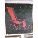 Arturo Cavalli, oils on canvas, 'Sedia Rossa/Notte', a red deck chair by night, signed and dated