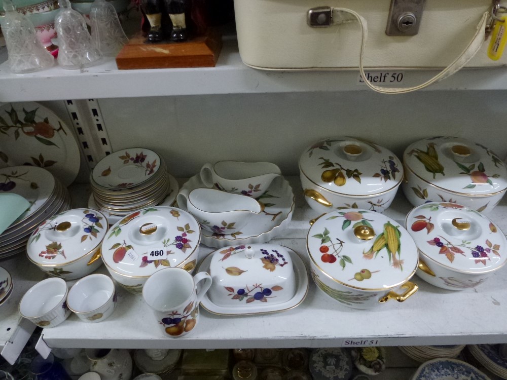 Royal Worcester Evesham pattern part dinner service including six tureens and covers, butter dish