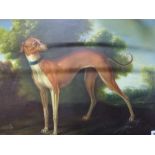 English Provincial School oils on canvas greyhound in a landscape (31 x 41 cm) WE DO NOT TAKE CREDIT