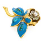 BROOCH WITH ENAMELS AND ZIRCONIA