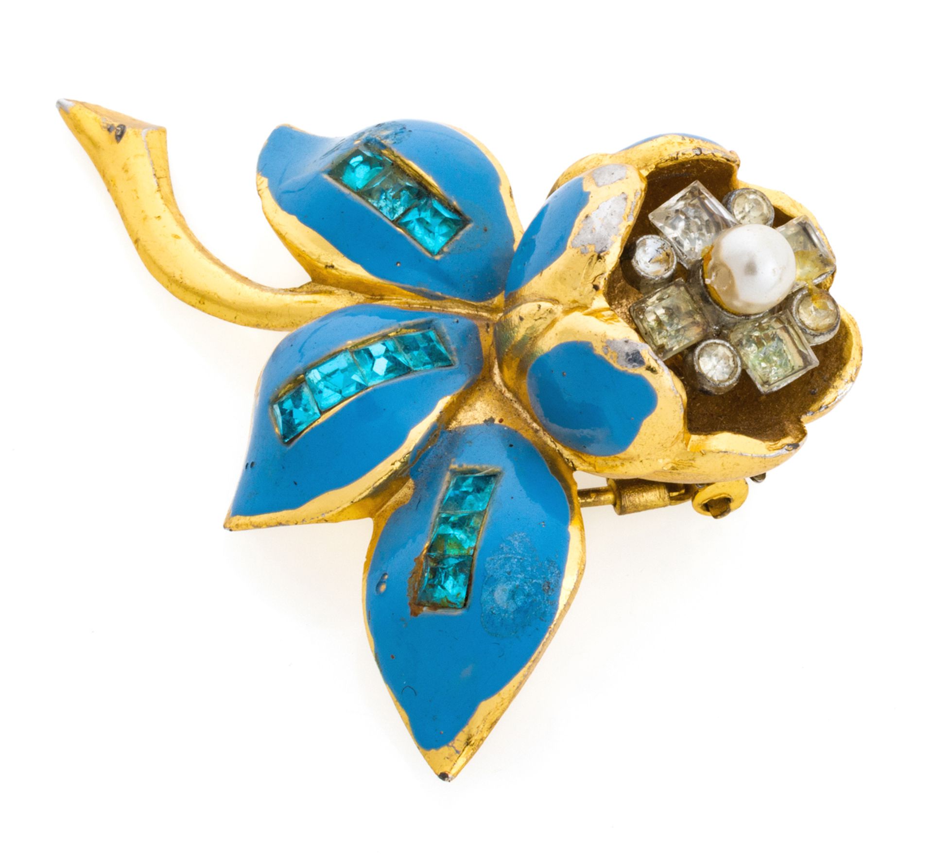 BROOCH WITH ENAMELS AND ZIRCONIA