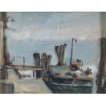 OIL PAINTING OF A DOCK BY CARLO CHERUBINI