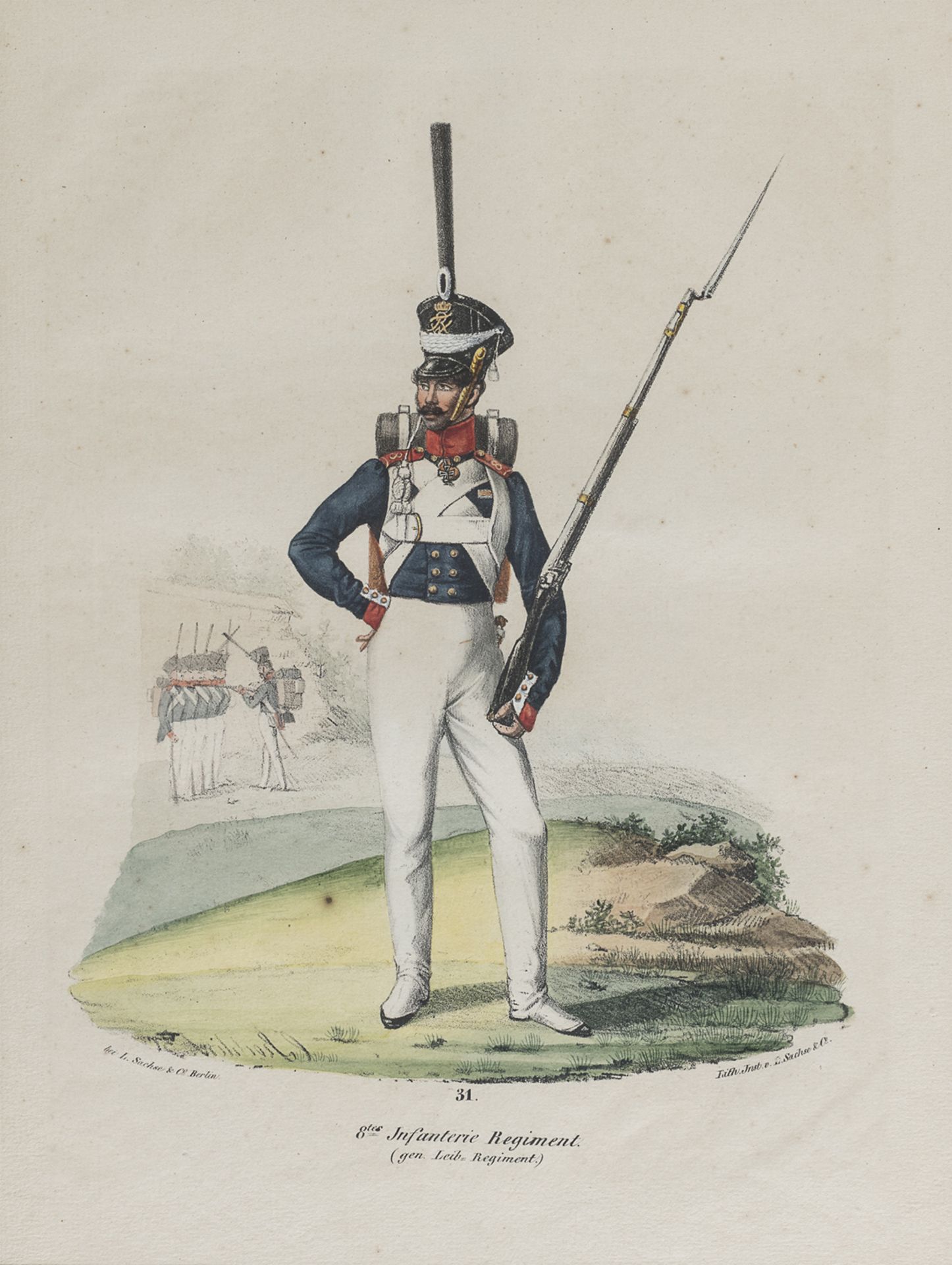 FIVE COLOR ENGRAVINGS OF FRENCH MILITARY UNIFORMS 19TH CENTURY - Image 3 of 5