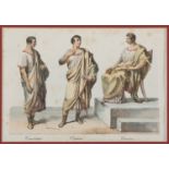 PAIR OF ENGRAVINGS OF ROMAN SENATORS AND ROMAN ART 19TH CENTURY
