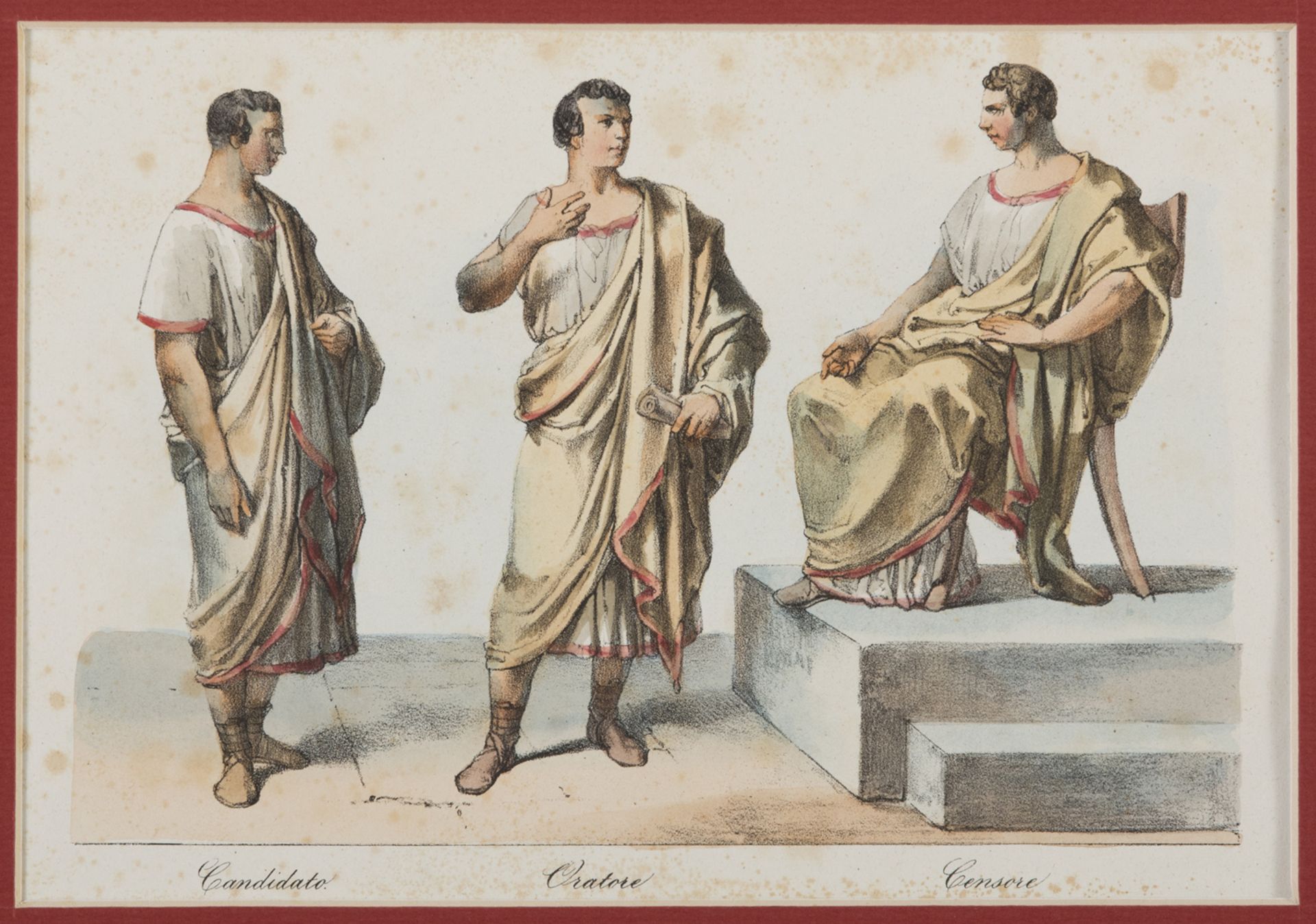 PAIR OF ENGRAVINGS OF ROMAN SENATORS AND ROMAN ART 19TH CENTURY