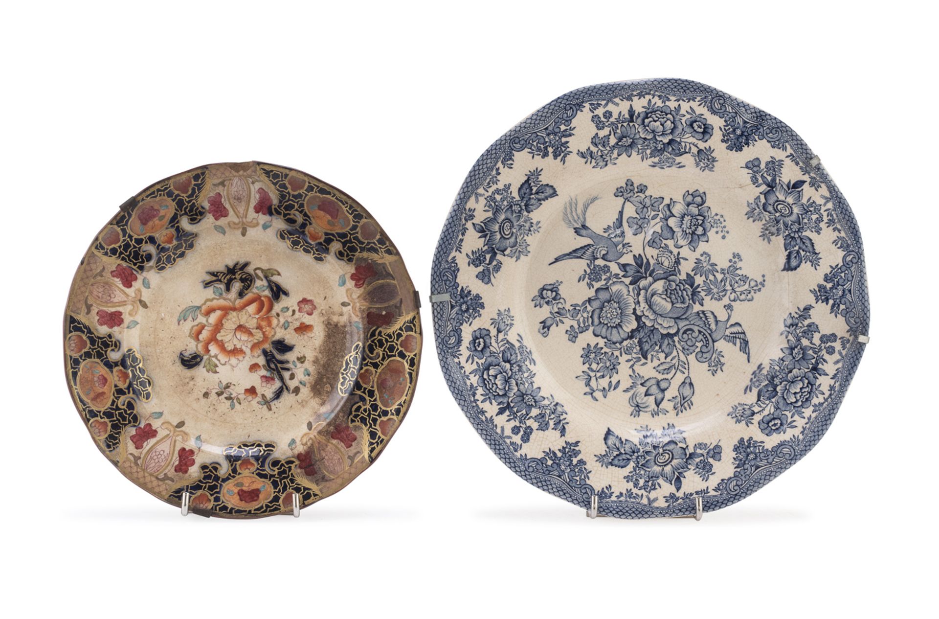TWO EARTHENWARE DISHES ENGLAND 19TH CENTURY