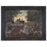 GERMAN OIL PAINTING OF A THEATER BANQUET SIGNED 'FRANZ TIPPE' 19TH CENTURY