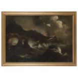 OIL PAINTING OF STORMY SEA BY 17TH CENTURY DUTCH PAINTER