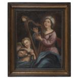 OIL PAINTING SANTA CECILA BY A NEAPOLITAN PAINTER 18TH CENTURY