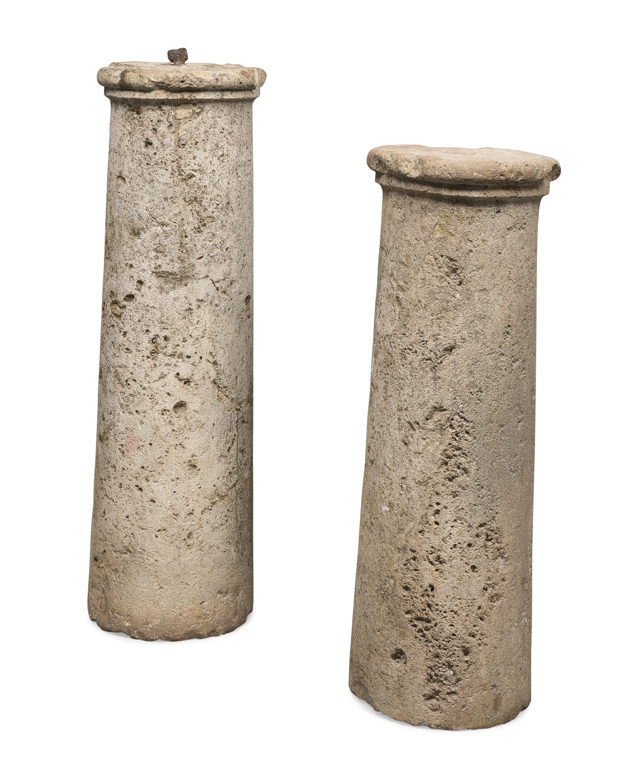 TWO TRAVERTINE COLUMNS CENTRAL ITALY 15TH CENTURY