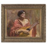 OIL PAINTING OF A GYPSY PLAYER 20TH CENTURY