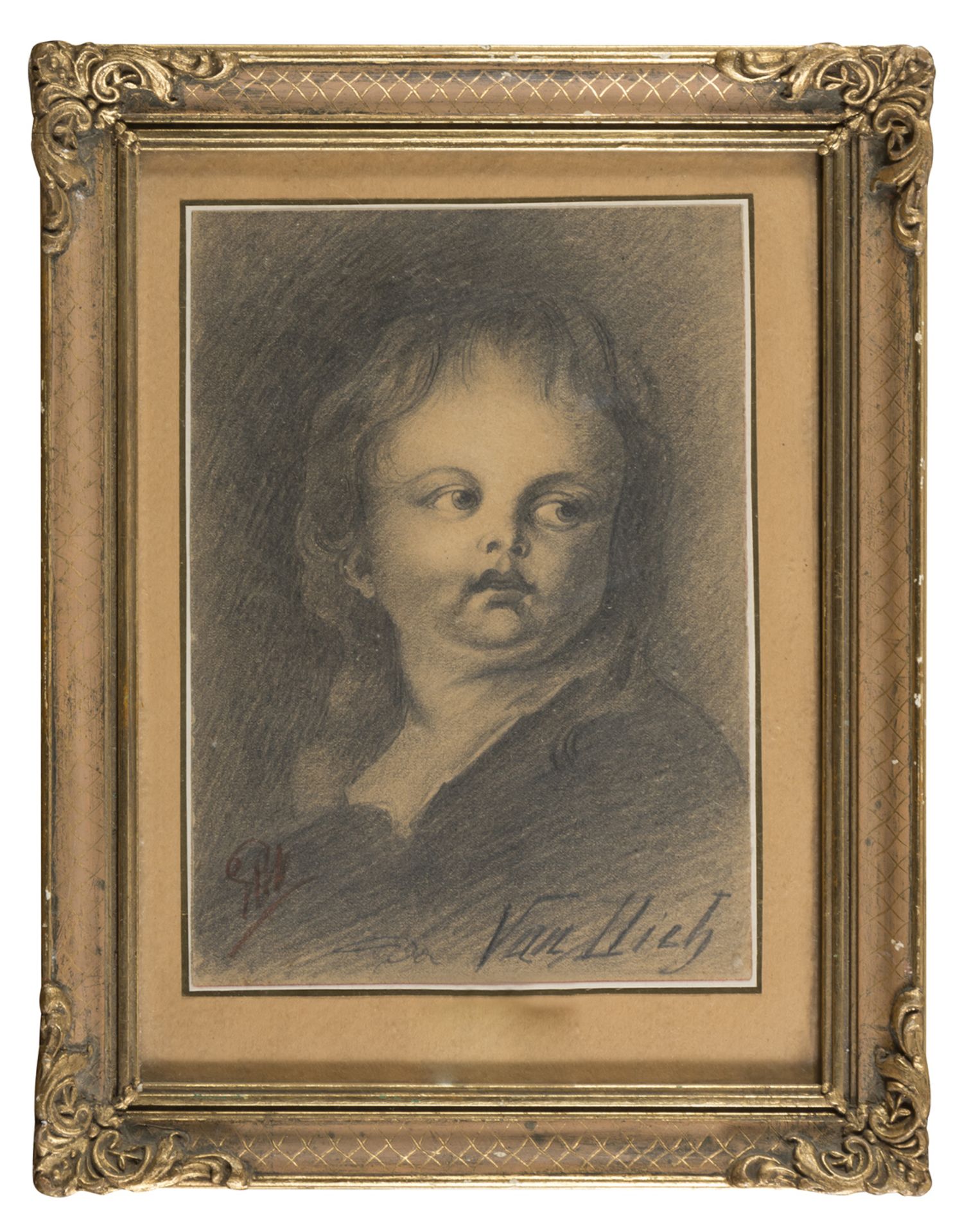 DUTCH PENCIL DRAWING OF A CHILD SIGNED 'VAN LICH' 20TH CENTURY