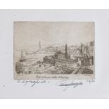 ETCHING OF THE PORT OF GENOA BY E. METALLO (20TH CENTURY)